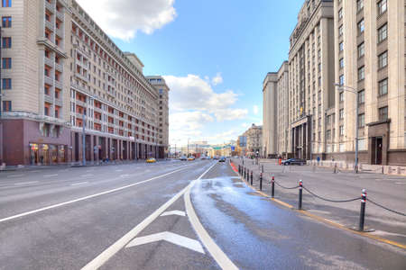 MOSCOW, RUSSIA - April 24.2016: Okhotny Ryad Street in the historical center of cityのeditorial素材