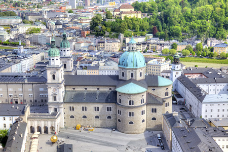 SALZBURG, AUSTRIA - May 05.2012: View on a city Salzburg from the castle of Hohensalzburg on mountain Festungのeditorial素材