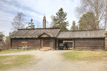 STOCKHOLM, SWEDEN - May 04.2013: Ethnographic complex the open air museum Skansen, located on Djurgarden Island in Stockholm. Dwelling-house and barnのeditorial素材