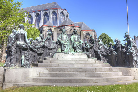 GHENT, BELGIUM - May 02.2011: Monument to the habitants of city, famous painters Hubert and Jan van Eyckのeditorial素材
