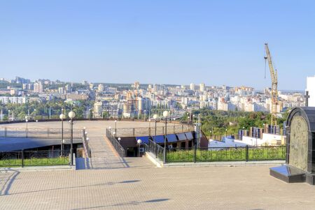BELGOROD, RUSSIA - August 30.2016: Viewing platform in front of the monument to Prince Vladimir. City panoramaのeditorial素材