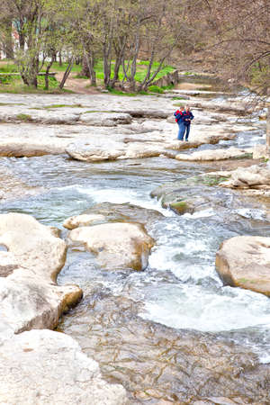 KISLOVODSK, RUSSIA - April 30.2015: Riverbed of the river Olkhovka in a municipal parkのeditorial素材