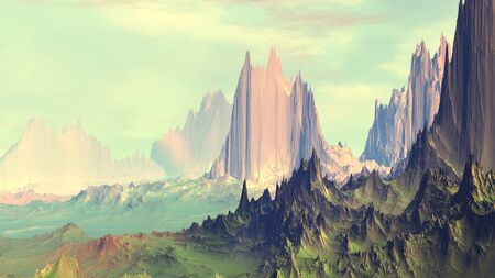 Landscape of stranger planet. 3D illustrationの写真素材