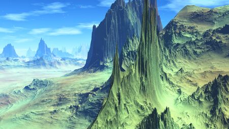 Landscape of stranger planet. Moon. 3D illustrationの写真素材