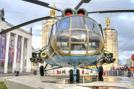 MOSCOW, RUSSIA - January 04.2018: Combat landing helicopter MI-8T at VDNhのeditorial素材