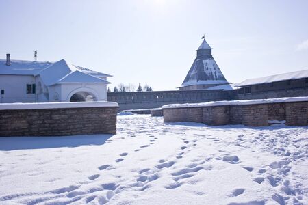 PSKOV, RUSSIA - February 21.2018: Pskov fortress, an ancient defensive structureのeditorial素材