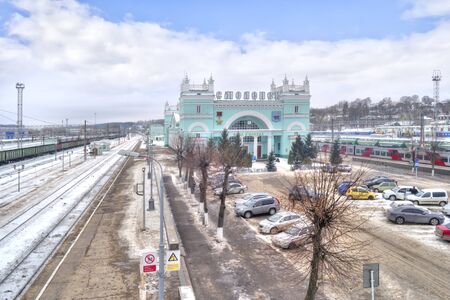 SMOLENSK, RUSSIA - March 08.2018: Beautiful building of the city railway stationのeditorial素材