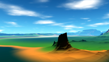 Fantasy alien planet. Mountain. 3D illustrationの写真素材