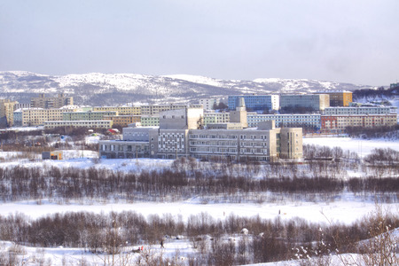 MURMANSK, RUSSIA - March 25.2009: Murmansk Regional Center for the Development of Children's and Youth Creativity Lapland, urban landscapeのeditorial素材