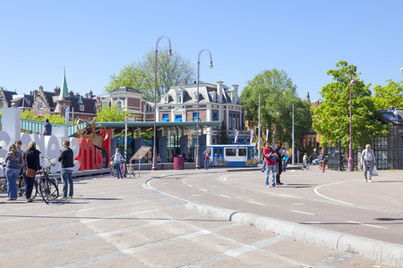 AMSTERDAM, NETHERLANDS - May 01.2011: City streets in the capital of the kingdom. Facades of housesのeditorial素材