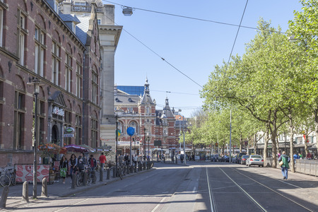 AMSTERDAM, NETHERLANDS - May 01.2011: City streets in the capital of the kingdom. Facades of housesのeditorial素材