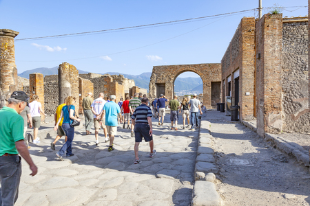 ITALY, POMPEII - May 02.2012: Ancient Roman city near Naples, in the Campania region, buried under a layer of volcanic ash as a result of the eruption of Vesuvius in the second half of October 79 AD. e.のeditorial素材