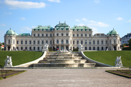 VIENNA, AUSTRIA - May 05.2011: Fountains and sculpture of the Belvedere palace and park complex in the historic part of the cityのeditorial素材