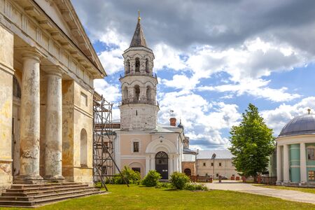 City Torzhok. Borisoglebsky Cathedral and Vvedenskaya Church with a bell tower in the territory of the oldest Orthodox Borisoglebsky Monasteryの写真素材