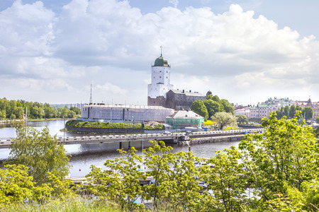 Vyborg Castle was built on an island in the Gulf of Finland in the XIII century. Medieval military architectureのeditorial素材