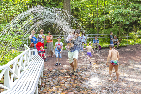 PETERHOF, RUSSIA - June 07.06: The territory of the palace and park complex. The Sofa trick fountains near the Monplaisir Palaceのeditorial素材