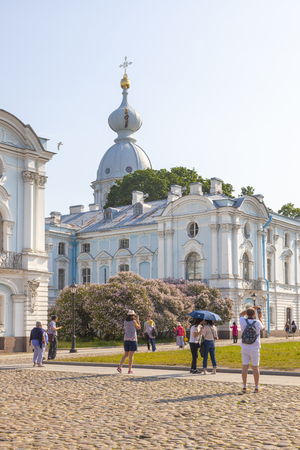 SAINT PETERSBURG, RUSSIA - June 07.2019: Church of Zechariah and Elizabeth on Rastrelli Square. The complex of buildings of the former Institute of Noble Maidensのeditorial素材