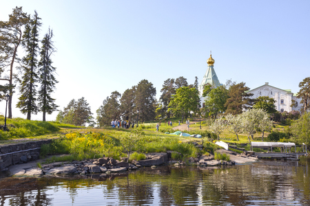 ISLAND VALAAM, REPUBLIC OF KARELIA, RUSSIA - June 06.2019:The Church of St. Nicholas on Nikolsky Island Valaamsky archipelagoのeditorial素材