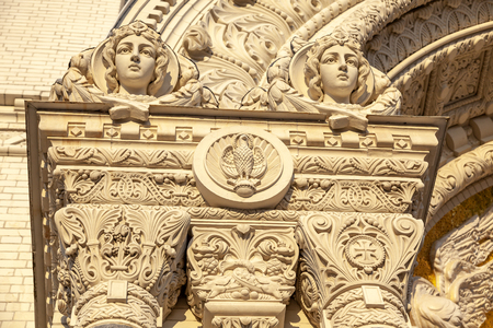 Kronstadt. Anchor Square. Naval Cathedral of St. Nicholas the Wonderworker. Entrance to the cathedral. Ornament on the facadeのeditorial素材