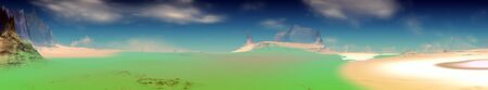 Fantasy alien planet. Mountain. Panorama. 3D illustration