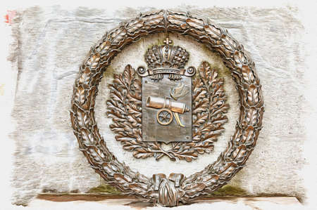 Picture from a photo. Oil paint. Imitation. Illustration. Coat of arms of Smolensk province of the Russian Empire 1812 yearの写真素材