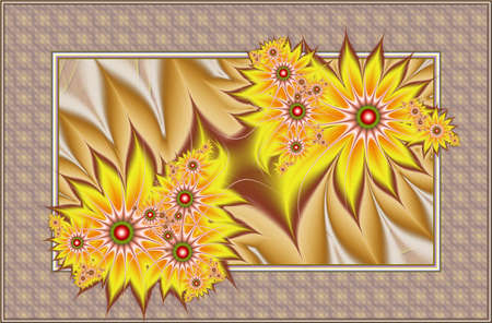 Texture in the frame of the picture. Abstract fractal. Computer graphics. Illustration. Flowersの写真素材