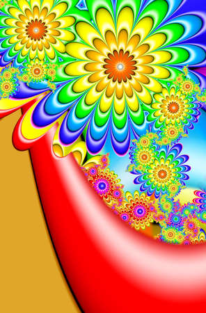 Texture in the frame of the picture. Abstract fractal. Computer graphics. Illustration. Flowersの写真素材