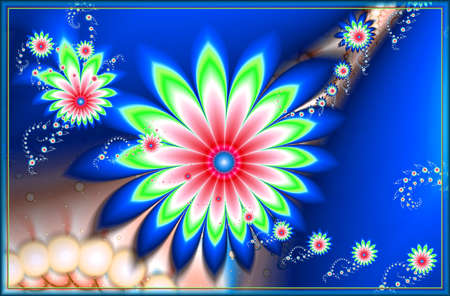 Texture in the frame of the picture. Abstract fractal. Computer graphics. Illustration. Flowersの写真素材