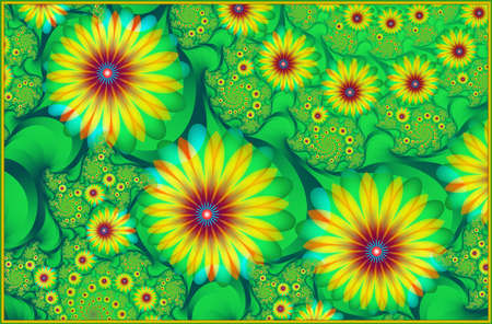 Texture in the frame of the picture. Abstract fractal. Computer graphics. Illustration. Flowersの写真素材