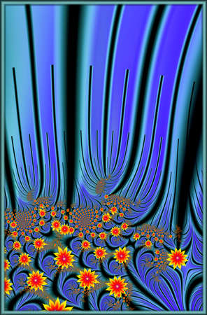 Texture in the frame of the picture. Abstract fractal. Computer graphics. Illustration. Flowersの写真素材