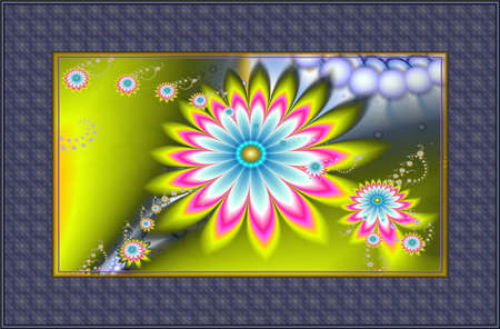 Texture in the frame of the picture. Abstract fractal. Computer graphics. Illustration. Flowersの写真素材
