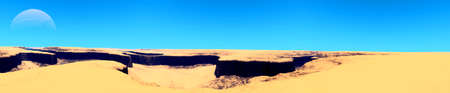 Fantasy alien planet. Mountain. Panorama. 3D illustrationの写真素材