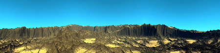 Fantasy alien planet. Mountain. Panorama. 3D illustrationの写真素材