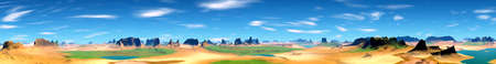Fantasy alien planet. Mountain and lake. Panorama. 3D illustrationの写真素材