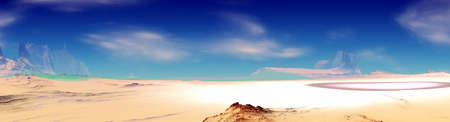 Fantasy alien planet. Mountain. Panorama. 3D illustrationの写真素材