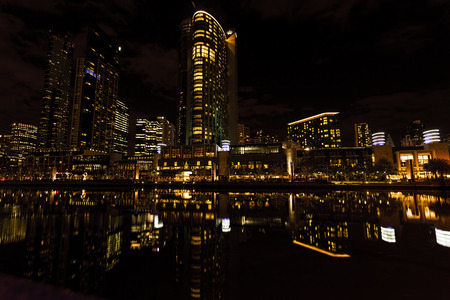 Image of the Melbourne City lights at Night.Lights are Reflected in the Yarra River.のeditorial素材