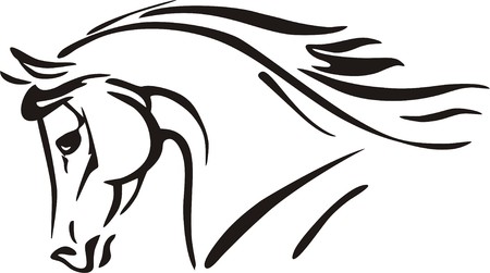 Horse horse vector for plotterのイラスト素材