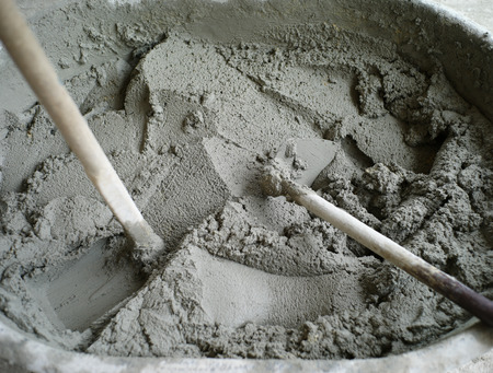 Abstract texture and background of mixed concrete for plastering the bricklayer wall at the construction siteの写真素材