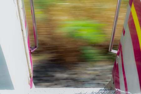 Abstract blurred picture of motion from the train at high speed.の写真素材
