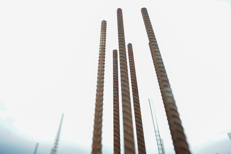 Steelwork for reinforcement the concrete structure at the construction siteの写真素材