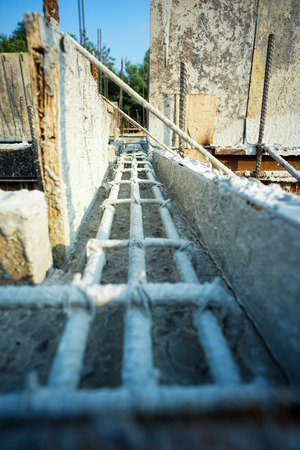 Steelwork for reinforcement the concrete structure at the construction siteの写真素材