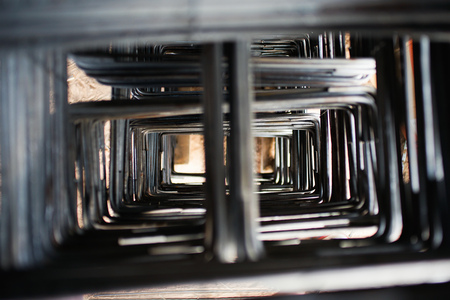 Steelwork for reinforcement the concrete structure at the construction siteの写真素材