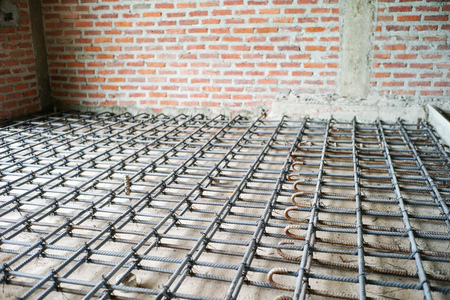 Steelwork for reinforcement the concrete structure at the construction siteの写真素材