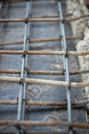 Steelwork for reinforcement the concrete structure at the construction siteの写真素材
