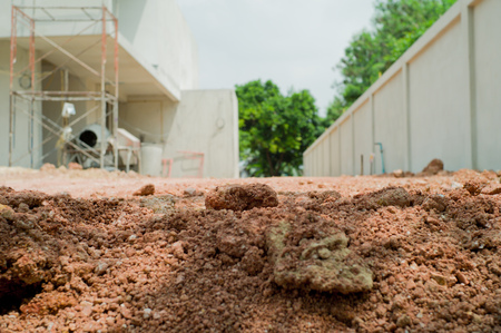 Abstract background and texture of 
lateritic soil on the ground of construction siteの写真素材