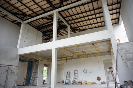 Perspective interior modern design of house under construction.の写真素材