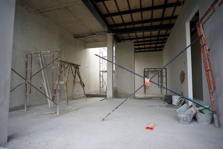 Perspective interior modern design of house under construction.の写真素材