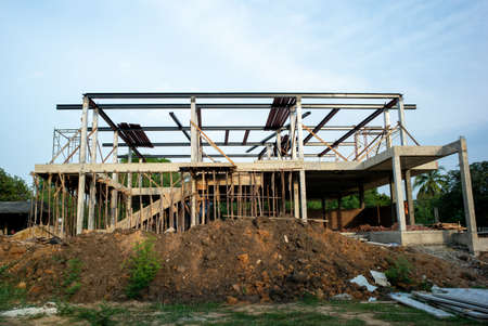 Perspective structure of house in modern style under construction at the siteの写真素材
