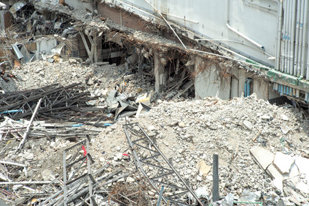 Top view of the destroyed building. Destruction of the buildingの写真素材