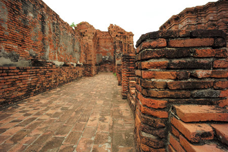Perspective landscape of historical structure built by the red bricklayers.の写真素材